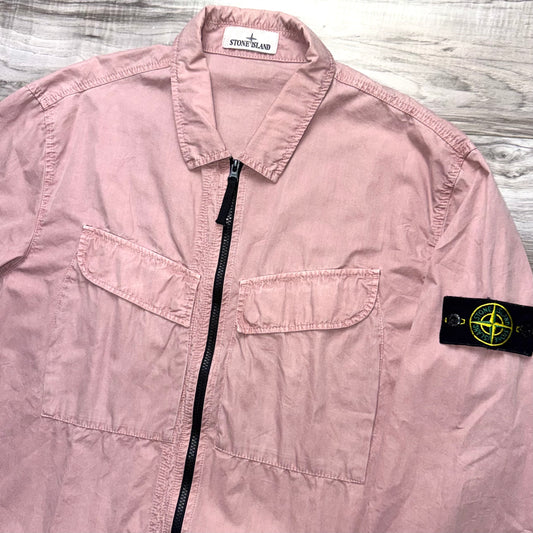 Stone Island Full Zip Badge Overshirt - XXL ptp24.5”
