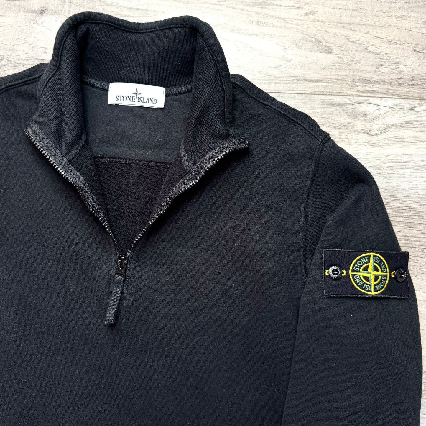 Stone Island Quarter Zip Pullover Badge Sweatshirt - Small