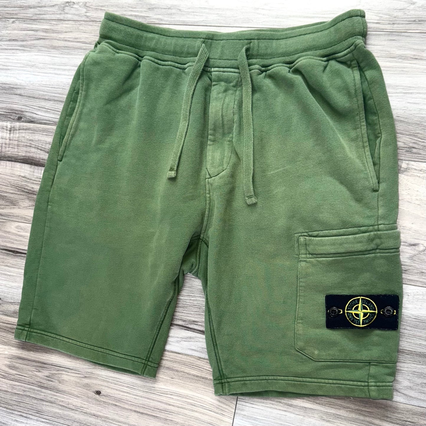 Stone Island Cotton Fleece Badge Shorts - Small 30W