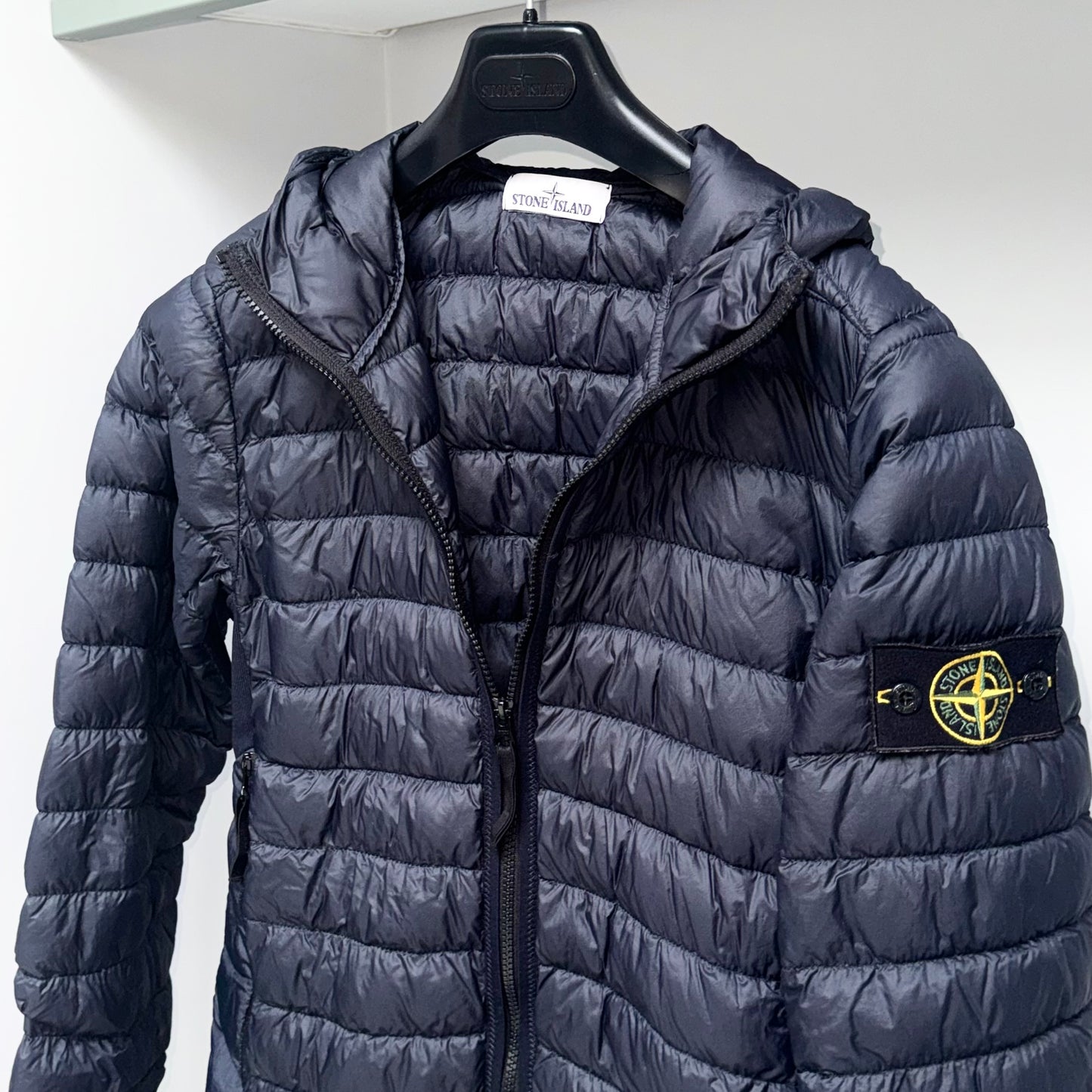 Stone Island Garment Dyed Micro Yarn Down Full Zip Badge Jacket - Small ptp19”