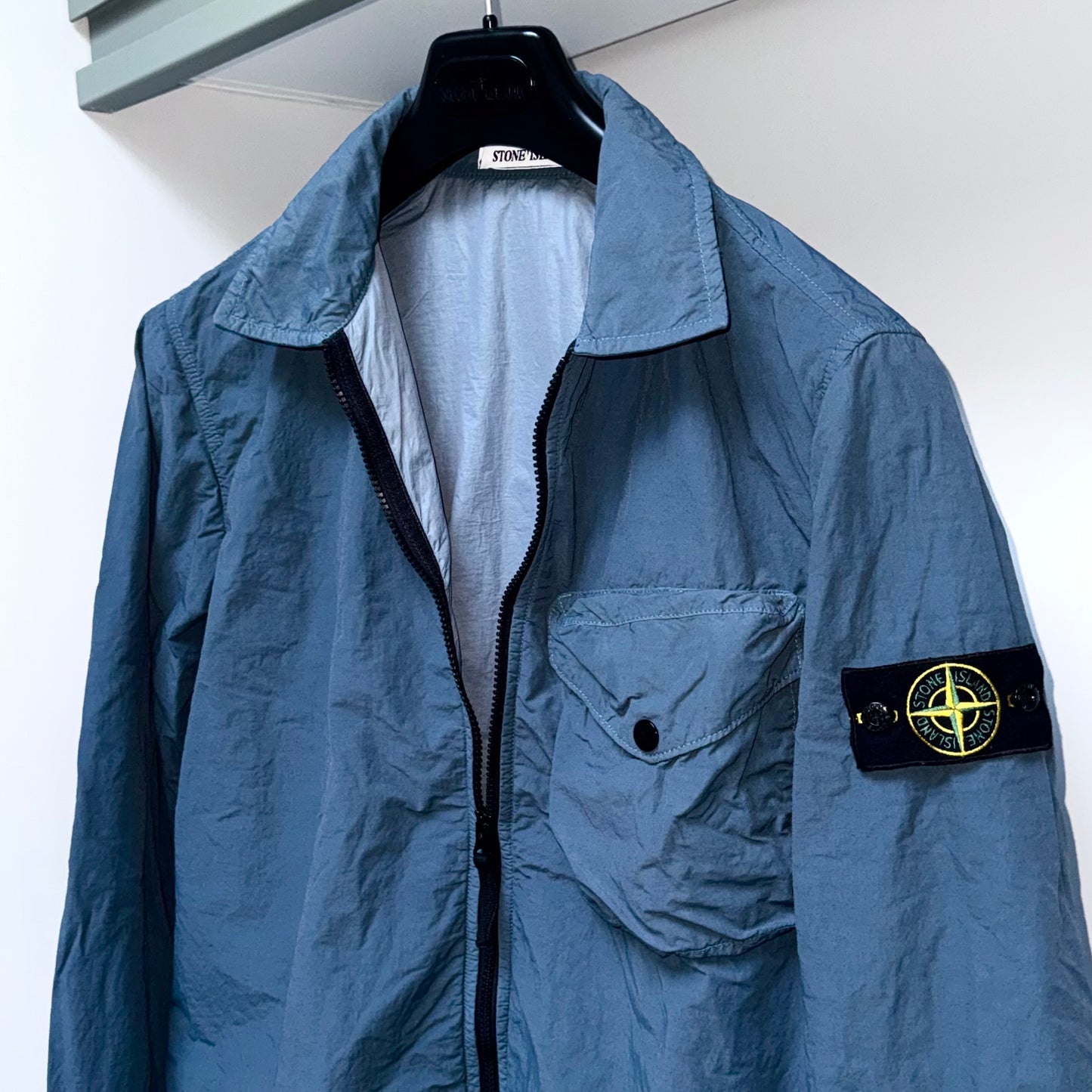 Stone Island Naslan Light Polartec Full Zip Badge Overshirt - Small ptp20.5”