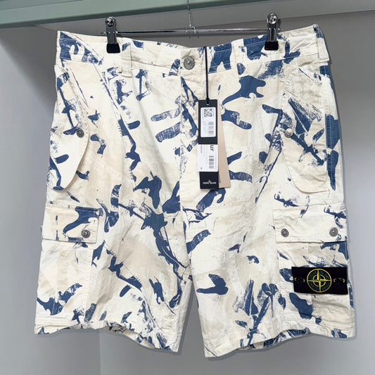Stone Island Desert Beige Scan Desert Camo Ripstop Stretch Bermuda Cargo Shorts - 34W
