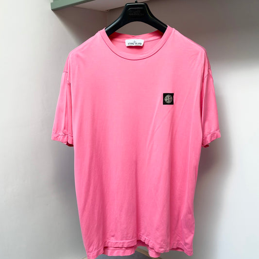 Stone Island Pink Cotton Patch Logo T shirt - XL