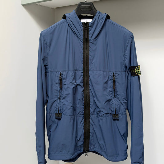 Stone Island Blue Skin Touch Nylon-TC Full Zip Jacket - Medium