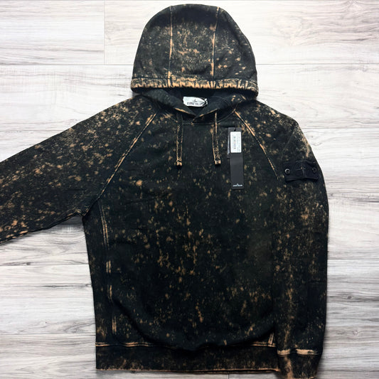 Stone Island Cotton Fleece Off‑Dye OVD Treatment Badge Hoodie - Small ptp20.5”