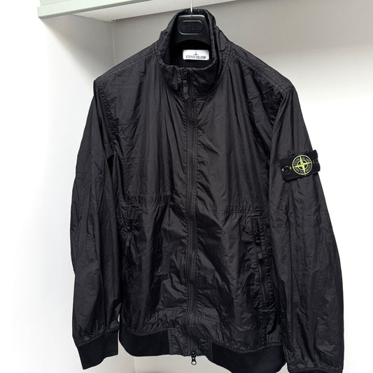 Stone Island Black Garment Dyed Crinkle Reps NY Full Zip Bomber Jacket - XL ptp23.5”