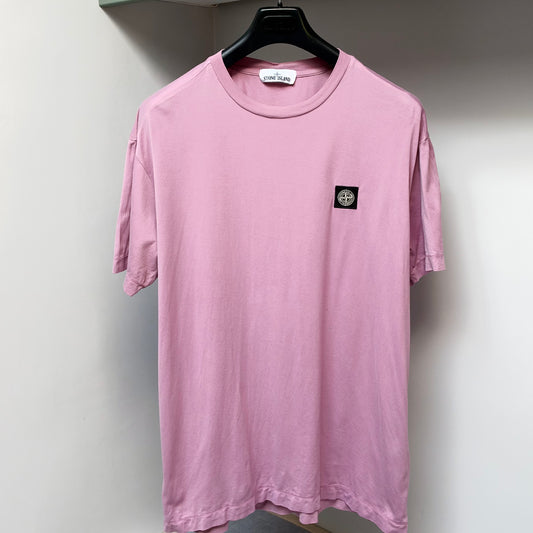 Stone Island Pink Cotton Patch Logo T shirt - XL