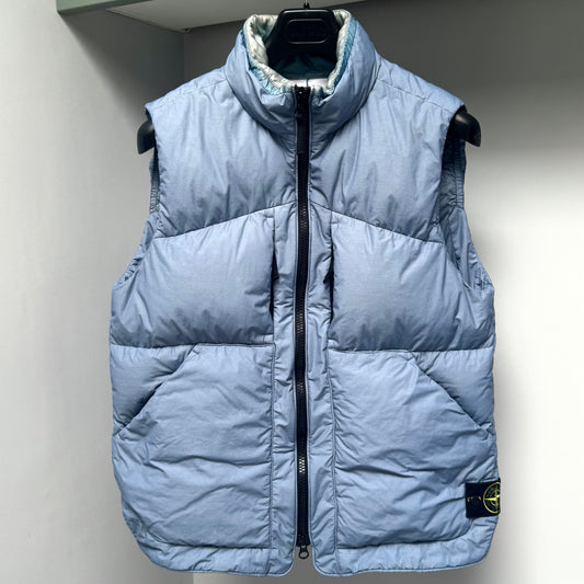 Stone Island Light Blue Naslan Light Watro Down-TC Full Zip Gilet - Medium
