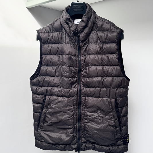 Stone Island Charcoal Grey Garment Dyed Micro Yarn Down Full Zip Gilet - XL ptp23.5”
