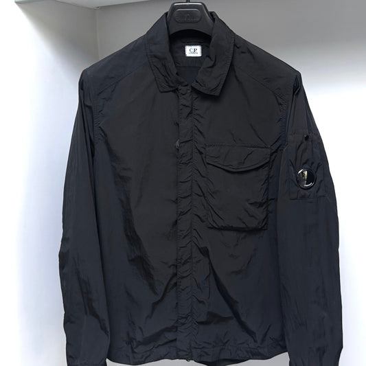 CP Company Black Chrome-R Nylon Full Zip Lens Overshirt - Medium ptp21.5”