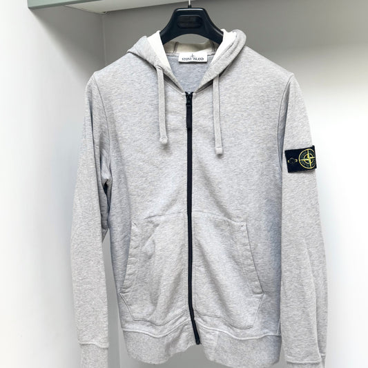Stone Island Grey Cotton Fleece Full Zip Hoodie - Medium ptp21”