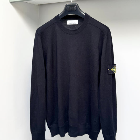 Stone Island Navy Blue Knitted Lana Wool Pullover Jumper - XL ptp23.5”