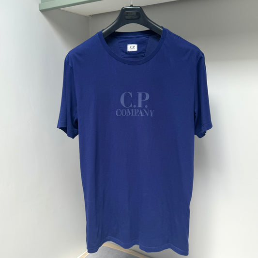 CP Company Blue 30/1 Jersey Logo T shirt - XL ptp22”
