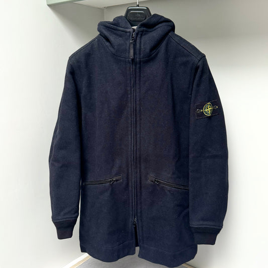 Stone Island Panno Speciale Lana Wool Full Zip Badge Duffle Jacket - Medium ptp21.5”