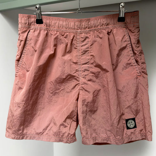 Stone Island Pink Nylon Metal Patch Swim Shorts - Medium 32W