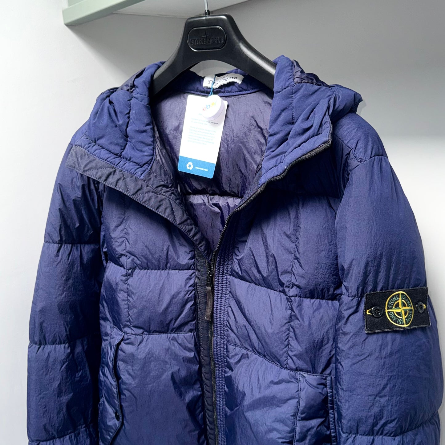 Stone Island Garment Dyed Crinkle Reps NY Down Full Zip Badge Jacket - XL ptp23.5”