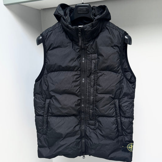 Stone Island Black Garment Dyed Crinkle Reps NY Down Full Zip Gilet - Medium ptp21.5”