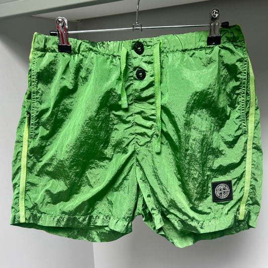 Stone Island Green Nylon Metal Patch Swim Shorts - Small 30W