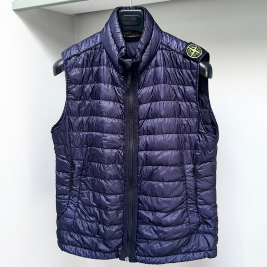 Stone Island Blue Garment Dyed Down 26 GR X SQM N Full Zip Gilet - Medium ptp21”