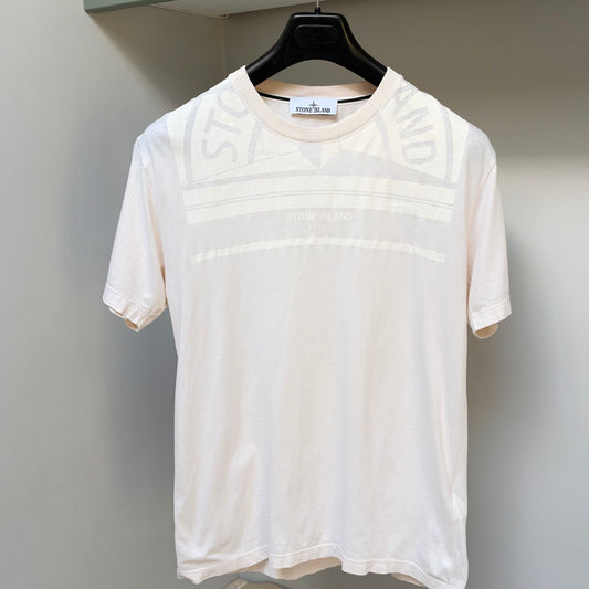 Stone Island Pink Graphic Print Logo T shirt - Medium