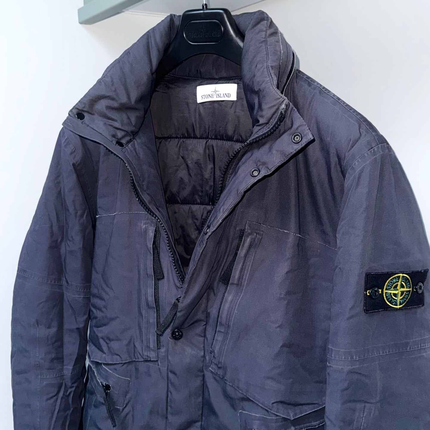 Stone Island Water Repellent Supima Cotton With Primaloft Insulation Technology Full Zip Badge Jacket - XXL ptp25.5”