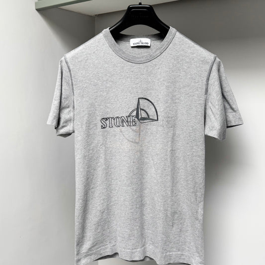 Stone Island Grey Graphic Print Logo T shirt - Small