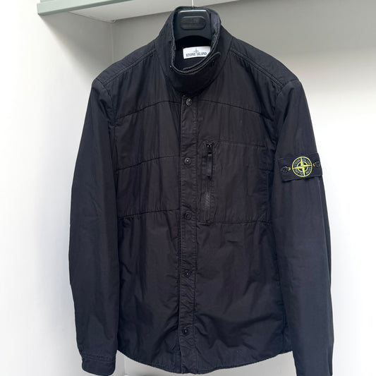 Stone Island Black Padded Button Up Overshirt - Large ptp21.5”