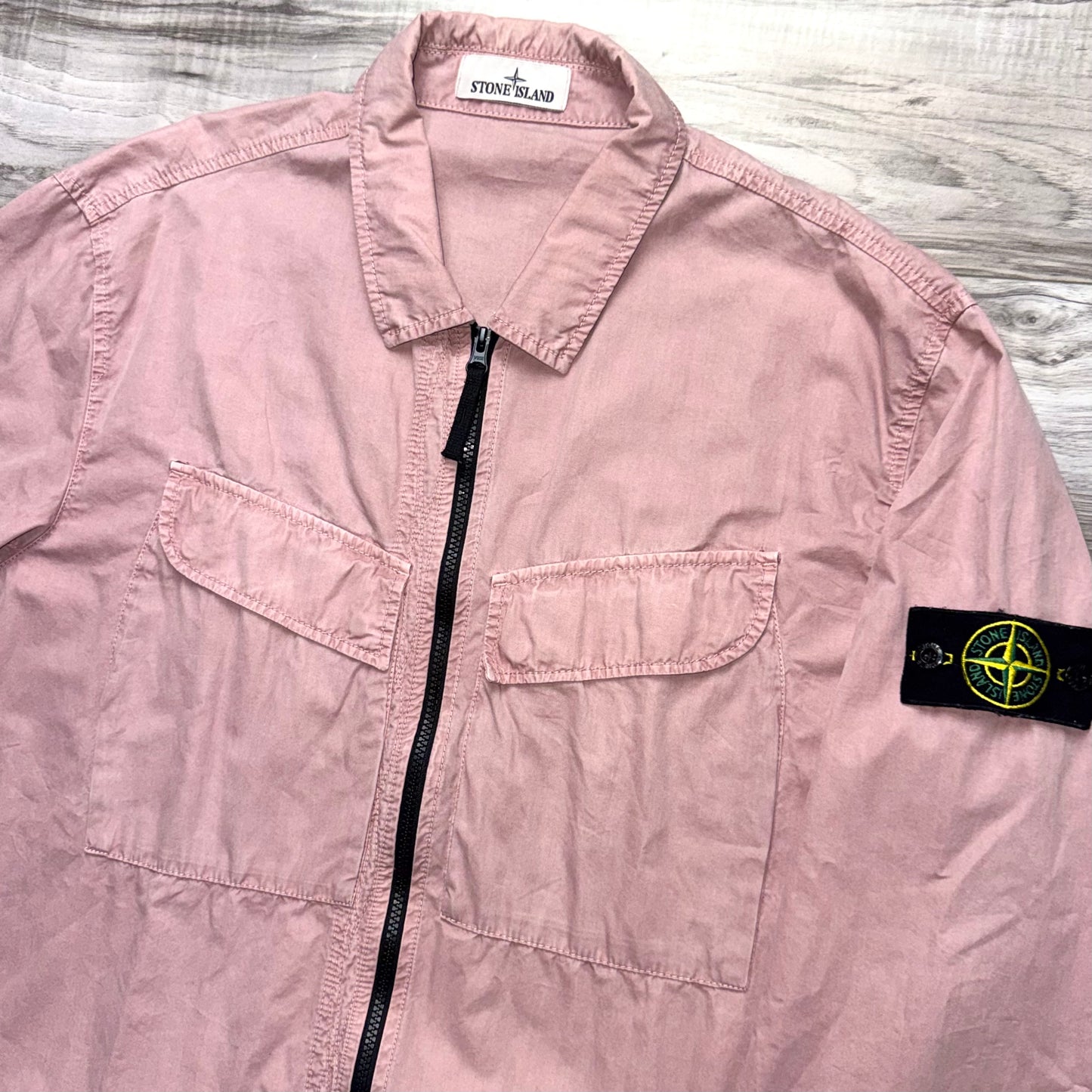 Stone Island Full Zip Badge Overshirt - XXL ptp24.5”