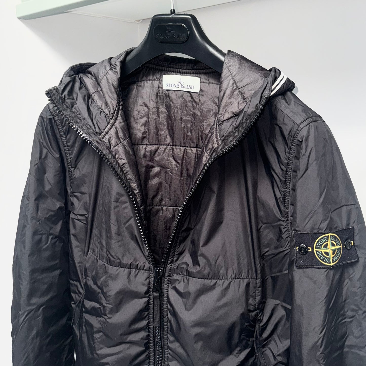 Stone Island Garment Dyed Crinkle Reps NY With Primaloft-TC Full Zip Badge Jacket - Small ptp21”