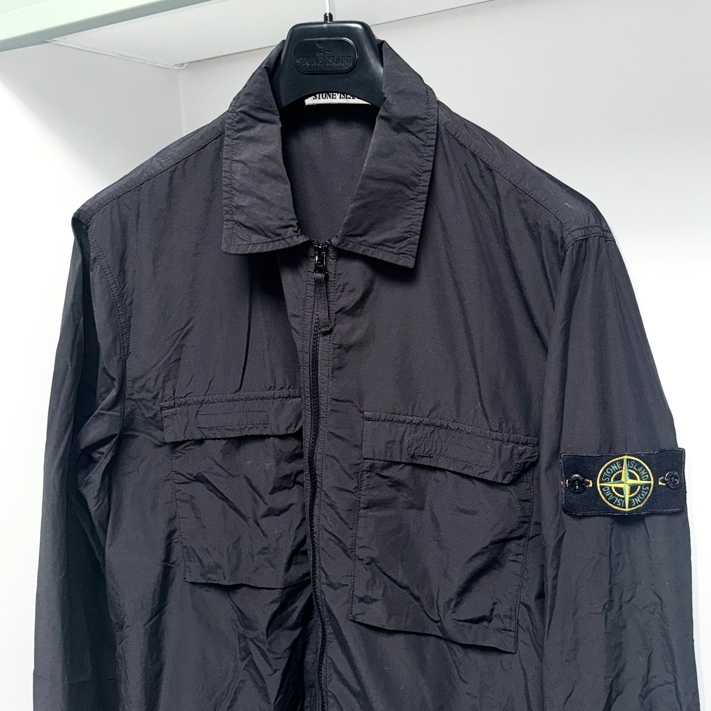 Stone Island Crinkle Reps Full Zip Badge Overshirt - XL ptp23.5”