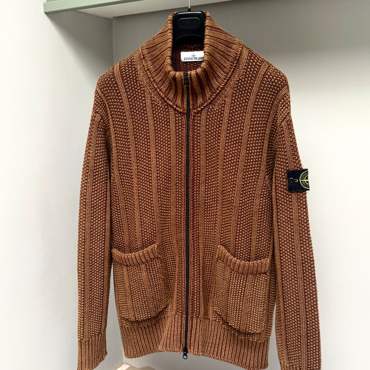 Stone Island Knitted Dust Colour Treatment Wool Full Zip Cardigan - Large ptp22.5”