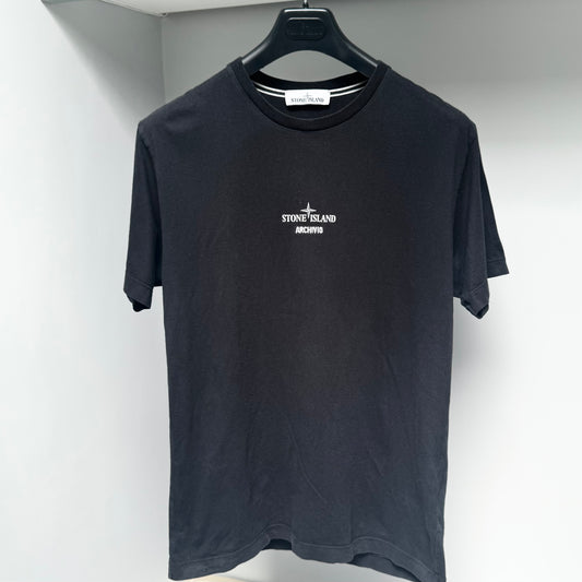 Stone Island Black Archivio ‘Maglia Del Presidente’ Organic Cotton T shirt - Medium ptp20.5”