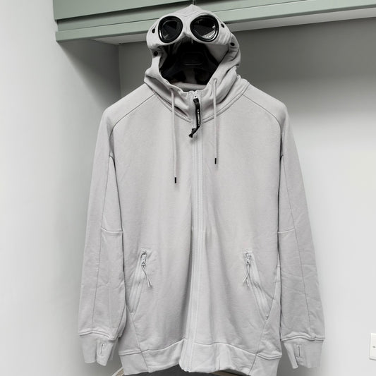 CP Company Grey Diagonal Raised Fleece Full Zip Goggle Hoodie - 3XL