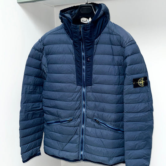 Stone Island Loom Woven Down Chambers Stretch Nylon-TC Full Zip Badge Jacket - Large ptp22”
