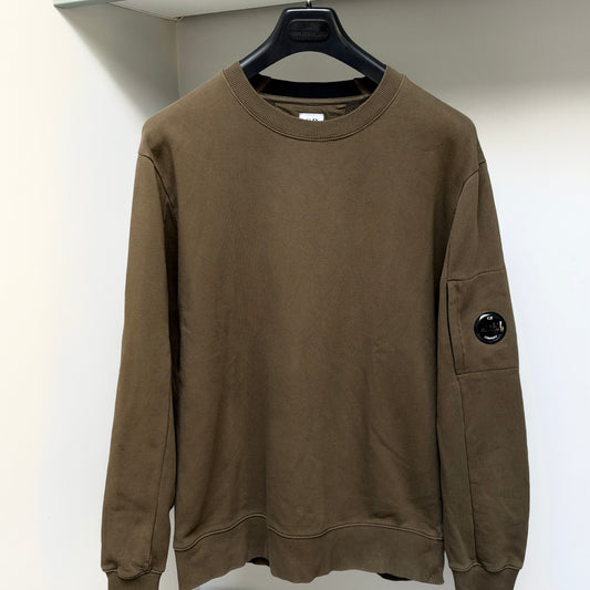 CP Company Green Raised Fleece Pullover Lens Sweatshirt - XL