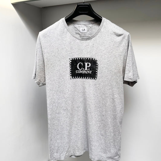 CP Company Grey Block Logo T shirt - Large ptp21.5”