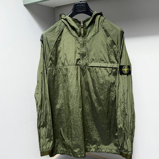 Stone Island Green Nylon Metal Watro-TC In Econyl Regenerated Nylon Quarter Zip Pullover Smock Overshirt - XL