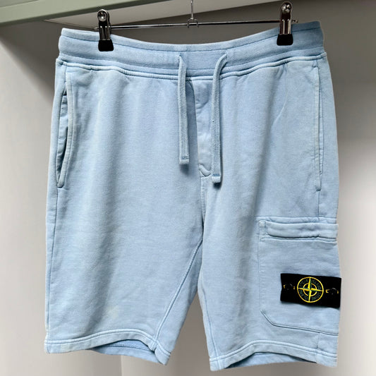 Stone Island Blue Organic Cotton Fleece Shorts - Small 30W
