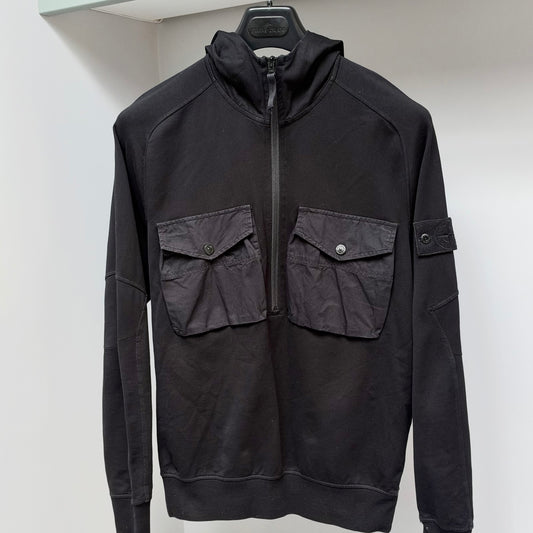 Stone Island Black Ghost Half Zip Pullover Hoodie - Small
