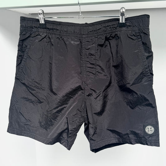 Stone Island Black Nylon Metal Patch Swim Shorts - Large 34W