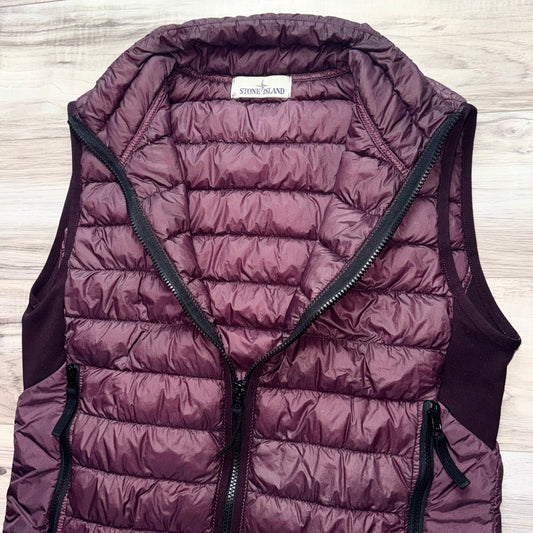 Stone Island Garment Dyed Micro Yarn Down Full Zip Badge Gilet - Medium ptp19.5”