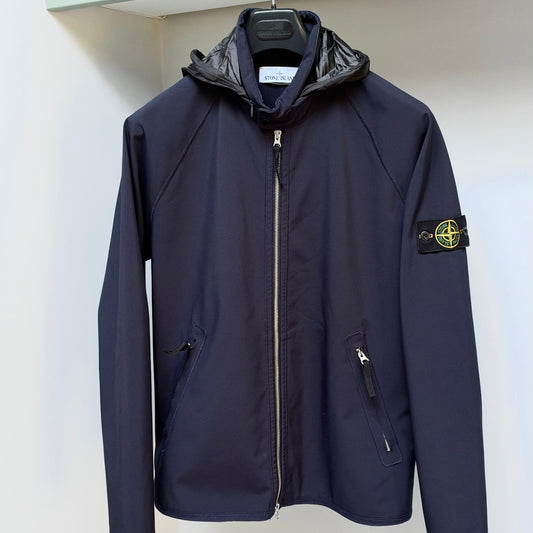 Stone Island Blue Light Soft Shell-R Full Zip Jacket - Large