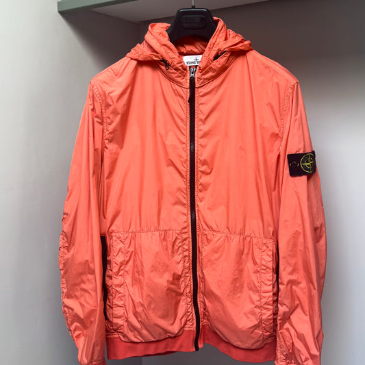 Stone Island Orange Garment Dyed Crinkle Reps NY Full Zip Jacket - Large