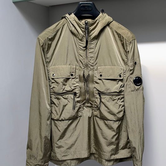CP Company Green Chrome-R Nylon Half Zip Pullover Lens Jacket - Small