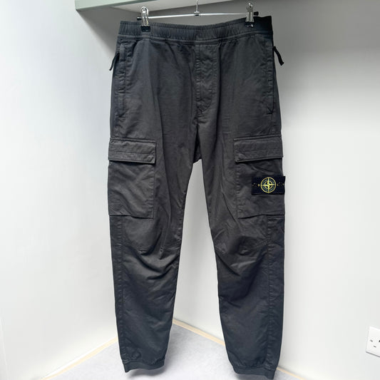 Stone Island Grey Paracadute Stretch Cargo Trousers - 32W Regular Tapered Fit