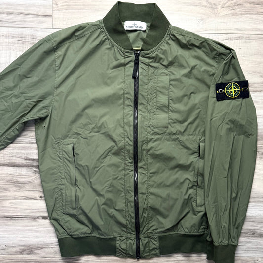 Stone Island Skin Touch Nylon-TC Full Zip Badge Bomber Jacket - Medium ptp22”