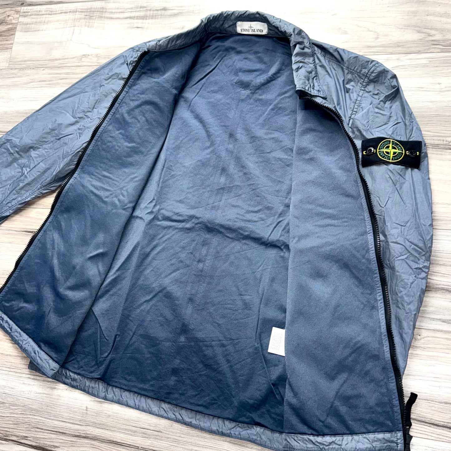 Stone Island Crinkle Reps Full Zip Badge Overshirt - Large