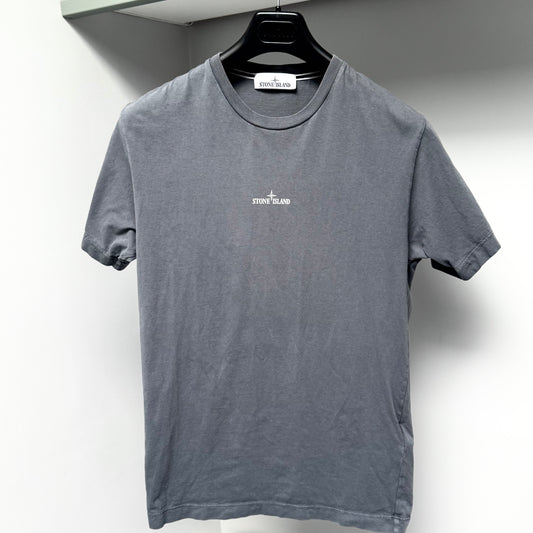 Stone Island Dark Grey Hand Print Logo T shirt - Medium ptp19.5”