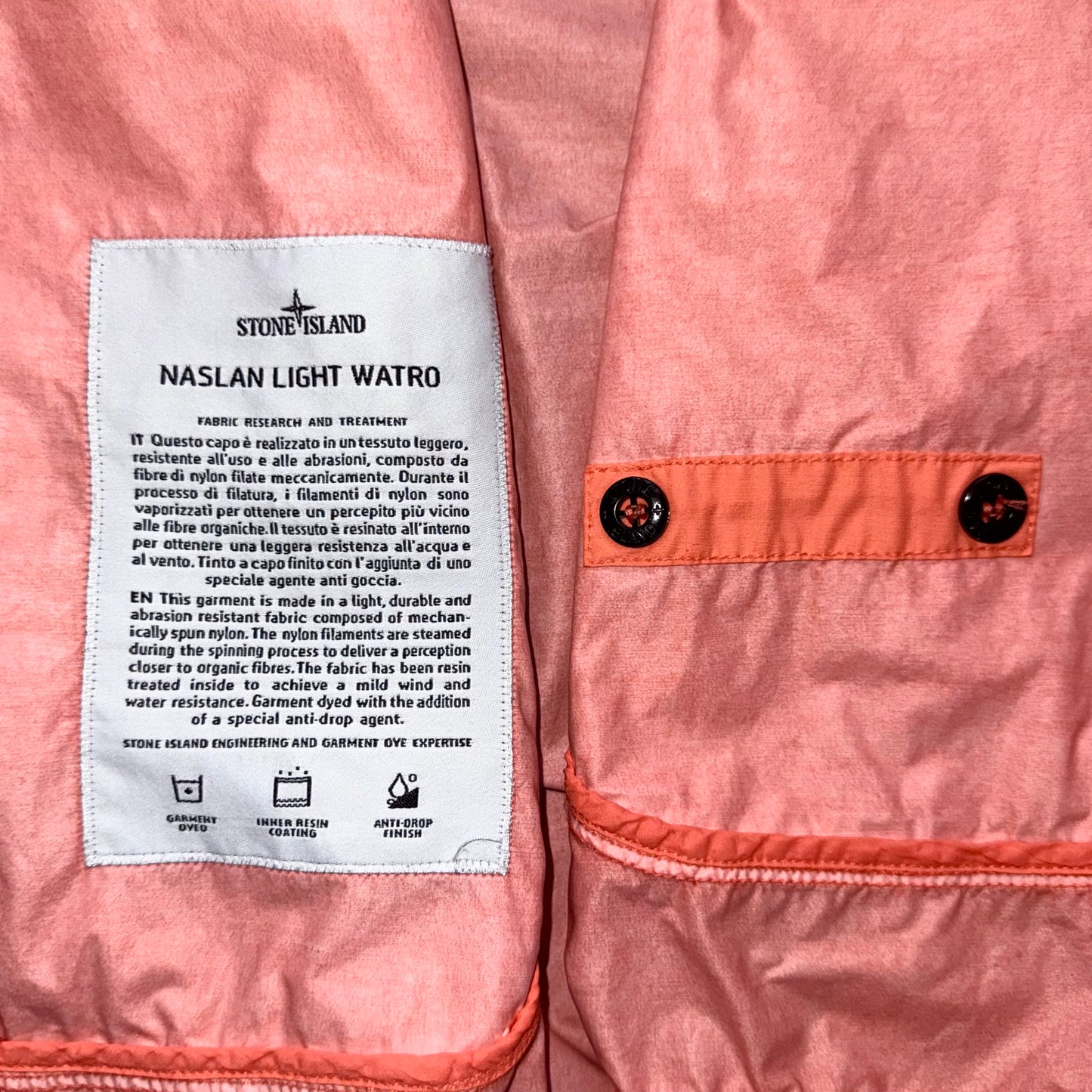 Stone Island Naslan Light Watro Full Zip Badge Jacket - Medium ptp21.5”