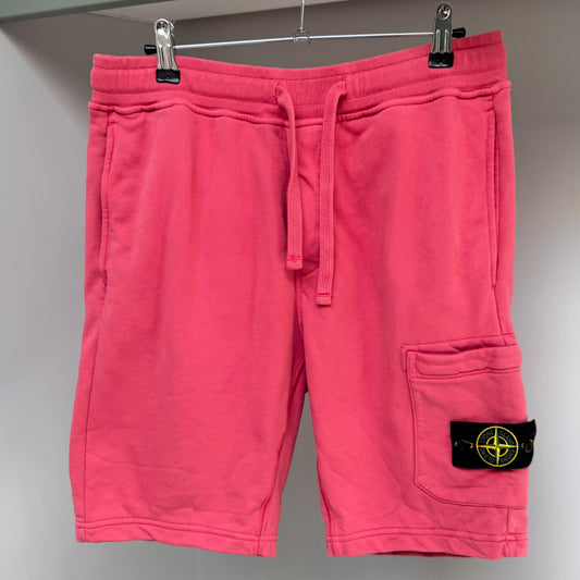 Stone Island Cyclamen Pink Organic Cotton Fleece Shorts - Medium 32W